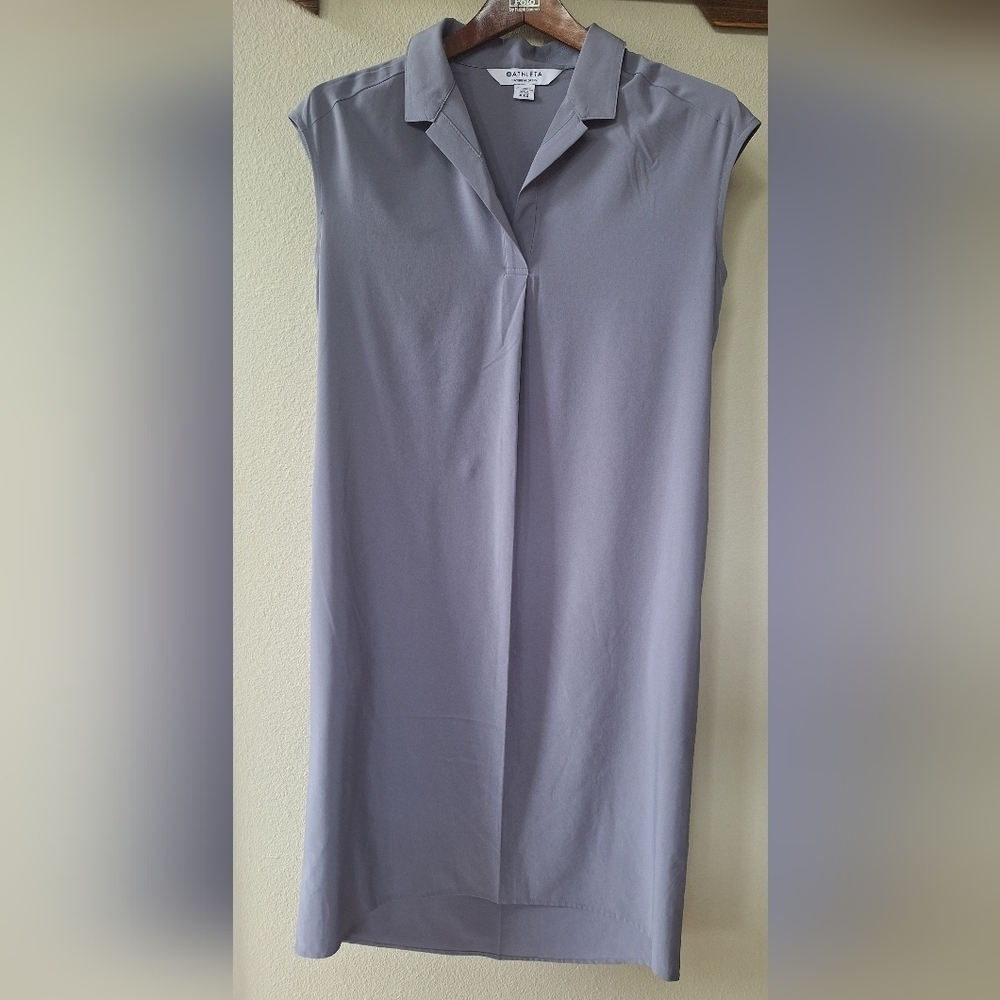Athleta Daybreak Dress Sleeveless Collared Vneck Gray/Purple Womens Size XXS